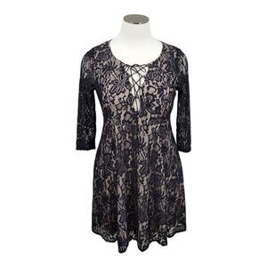 FOREVER 21 Black Lace Dress Long Sleeves See Through Back Women's Plus Size 2X